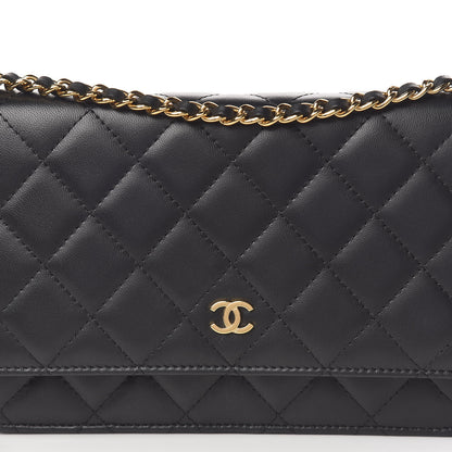 Chanel Lambskin Quilted Wallet On Chain WOC Black 11 of 12