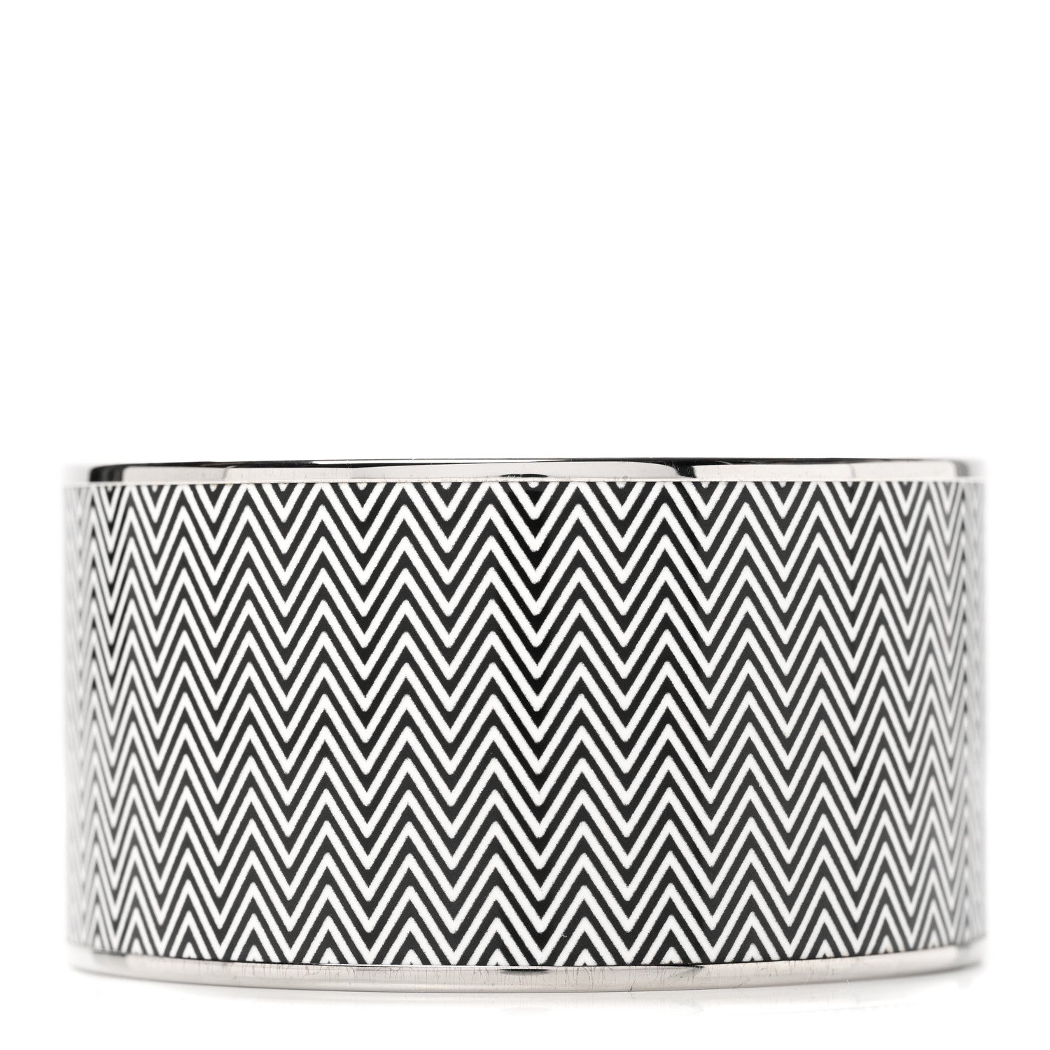 Hermes Enamel Printed Extra Wide Chevron Bracelet 70 Black 1 of 4