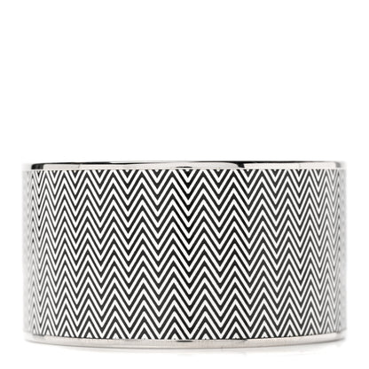 Hermes Enamel Printed Extra Wide Chevron Bracelet 70 Black 1 of 4