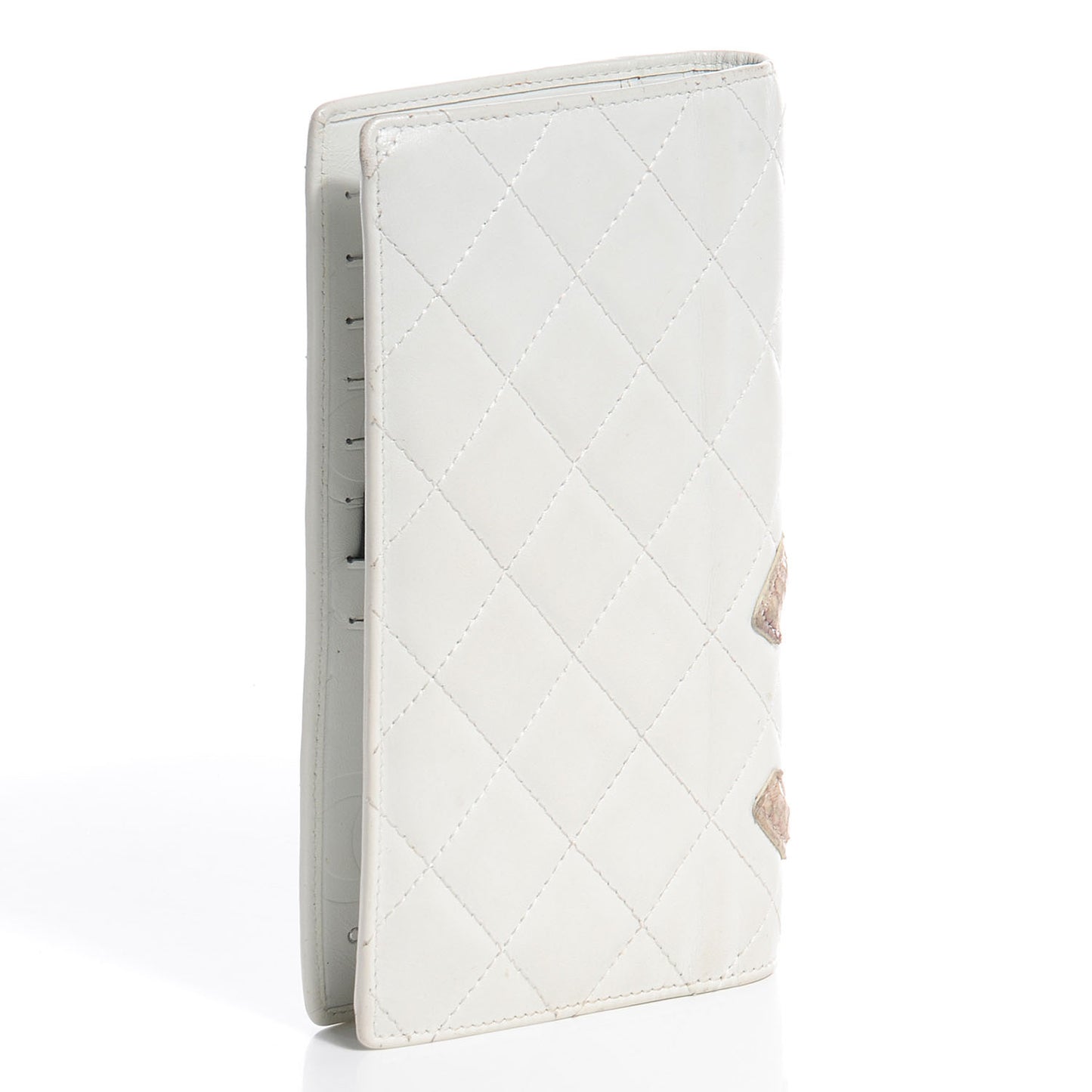 Calfskin Python Quilted Cambon Yen Wallet White
