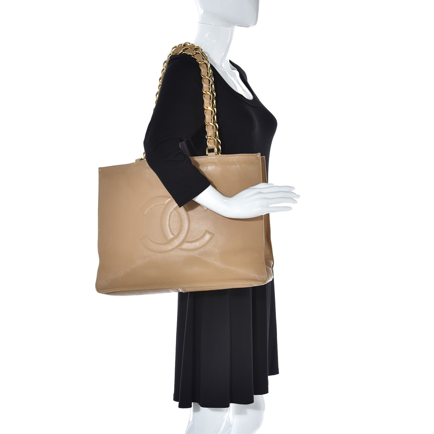 Chanel Lambskin Jumbo CC Shoulder Bag Beige 2 of 13