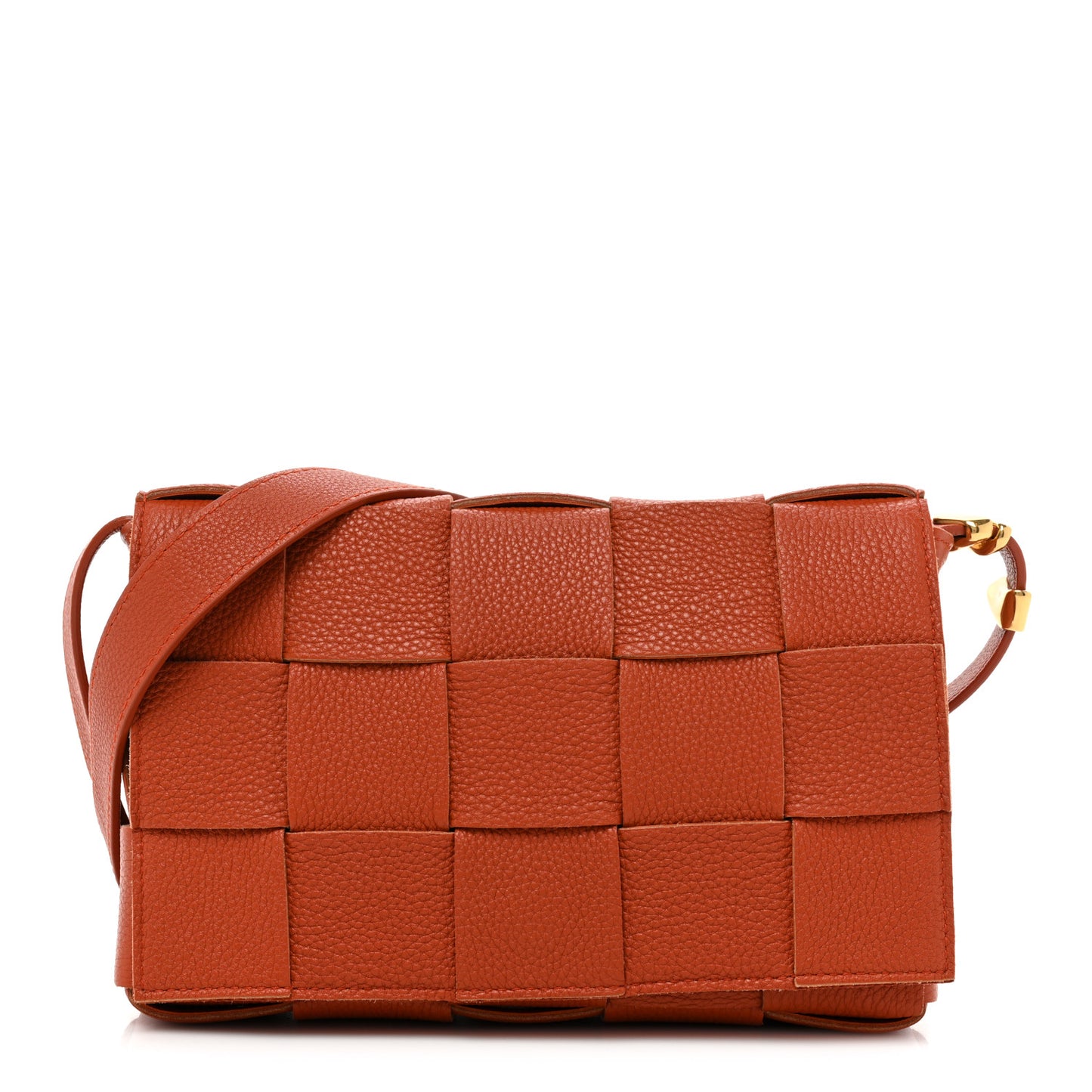 Grained Calfskin Maxi Intreccio Cassette Crossbody Bag Maple