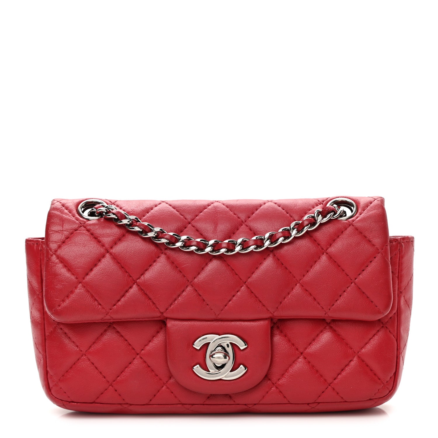Chanel Lambskin Quilted Extra Mini Rectangular Flap Red 1 of 11