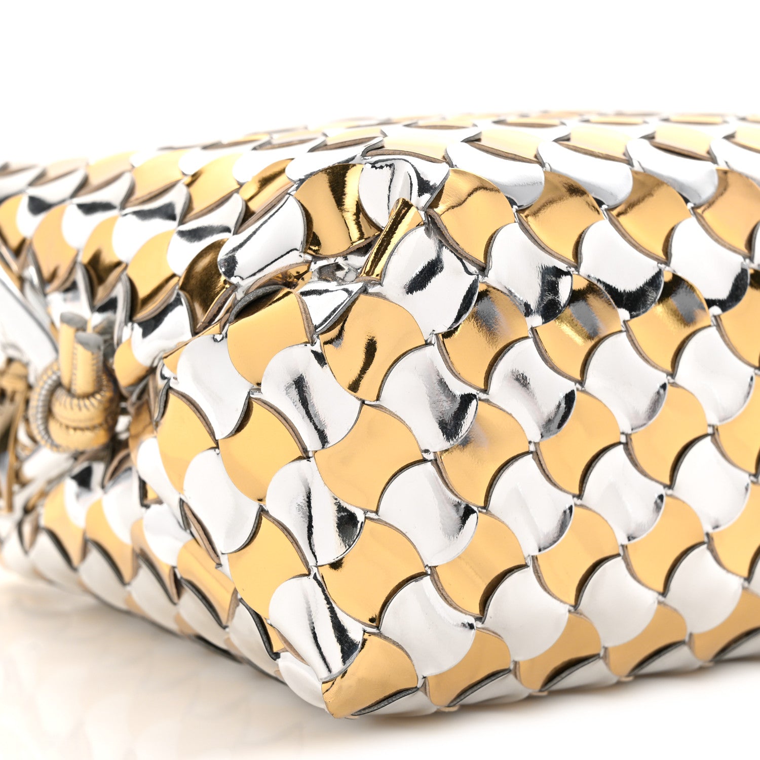 Bottega Veneta Metallic Lambskin Intrecciato Knot Small Loop Camera Bag Silver Gold 8 of 9