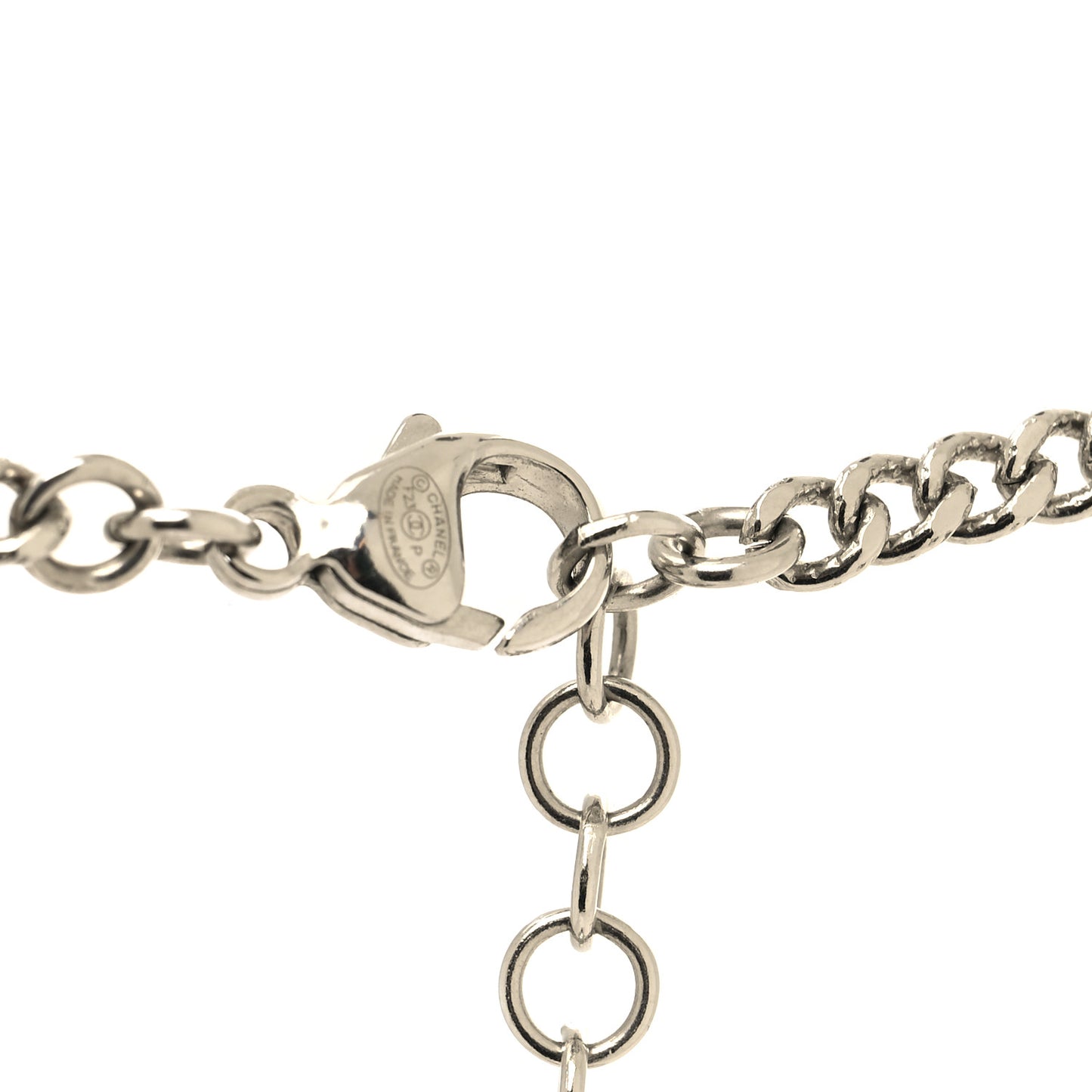 Crystal Pearl Logo Necklace Silver