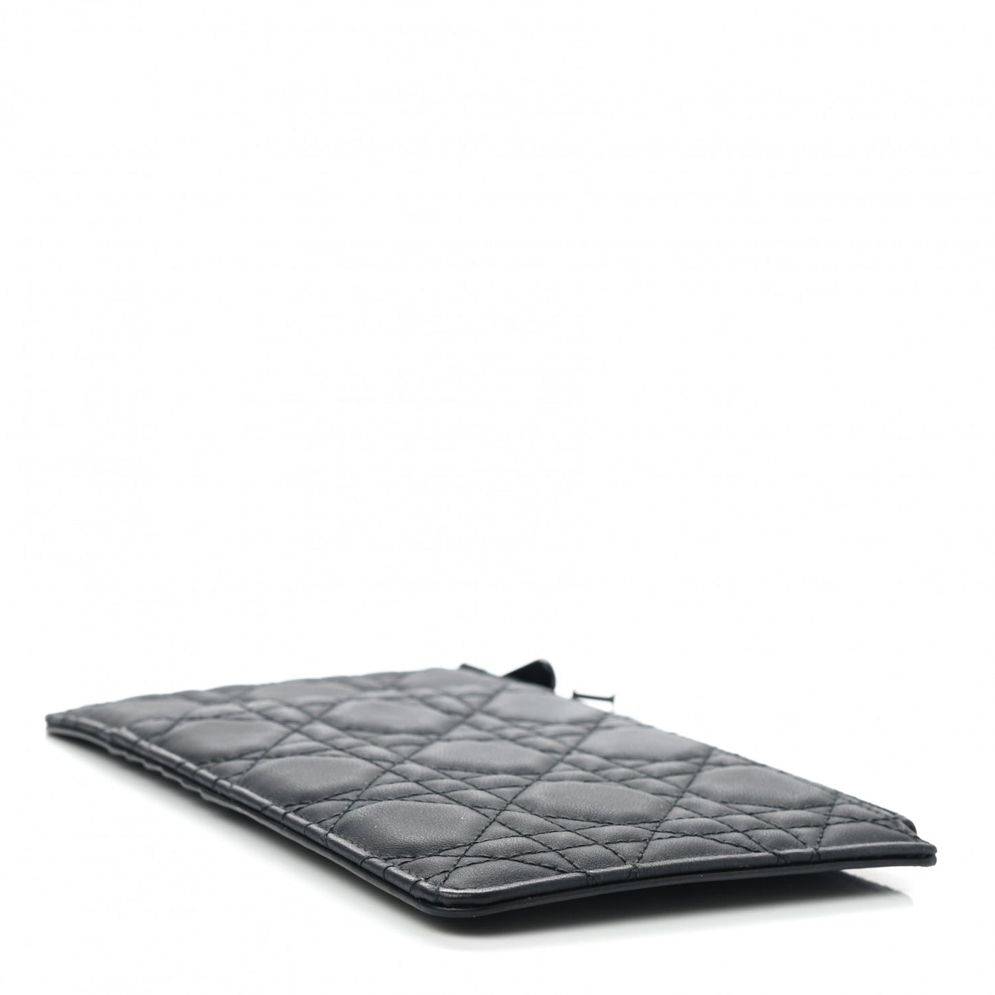 Ultra Matte Calfskin Cannage Large Lady Dior Zip Wallet Black