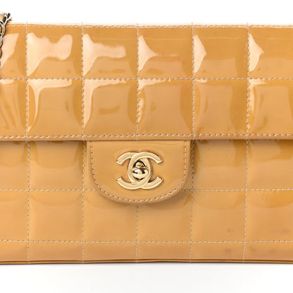 Chanel Patent Quilted East West Chocolate Bar Flap Beige 9 of 11