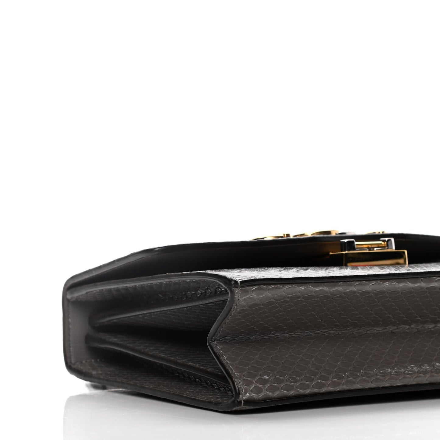 Calfskin Snake Embossed Small Zumi Shoulder Bag Dusty Grey