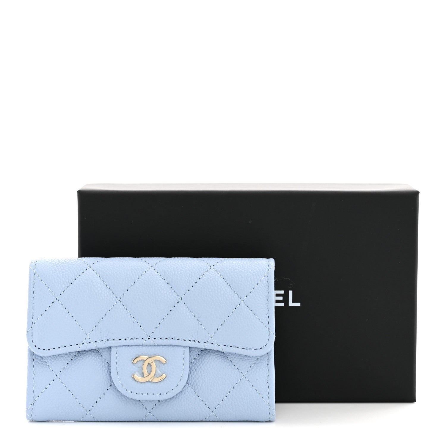Chanel Caviar Quilted Flap Card Holder Wallet Light Blue 8 of 8
