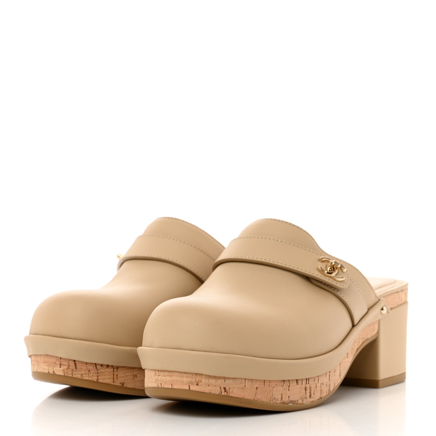 Chanel Calfskin CC Turn Lock Clogs 39 Beige 3 of 8