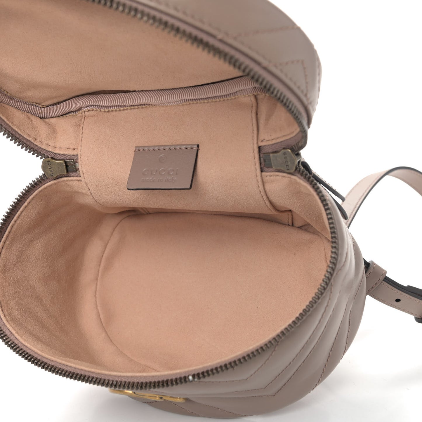 Calfskin Matelasse Mini GG Marmont Round Backpack Porcelain Rose