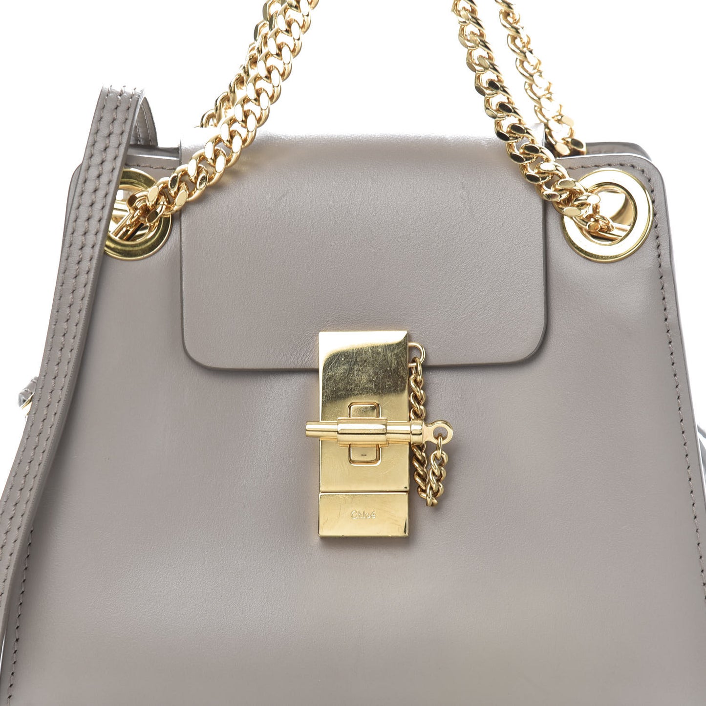 Shiny Calfskin Mini Annie Shoulder Bag Motty Grey