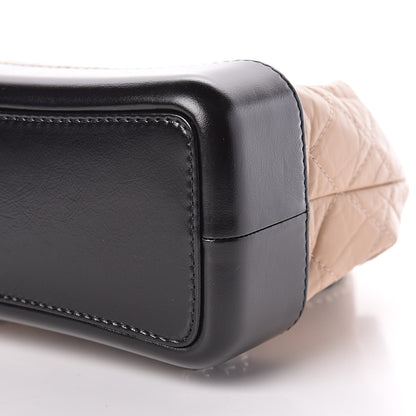 Chanel Aged Calfskin Quilted Gabrielle Backpack Beige Black 9 of 10