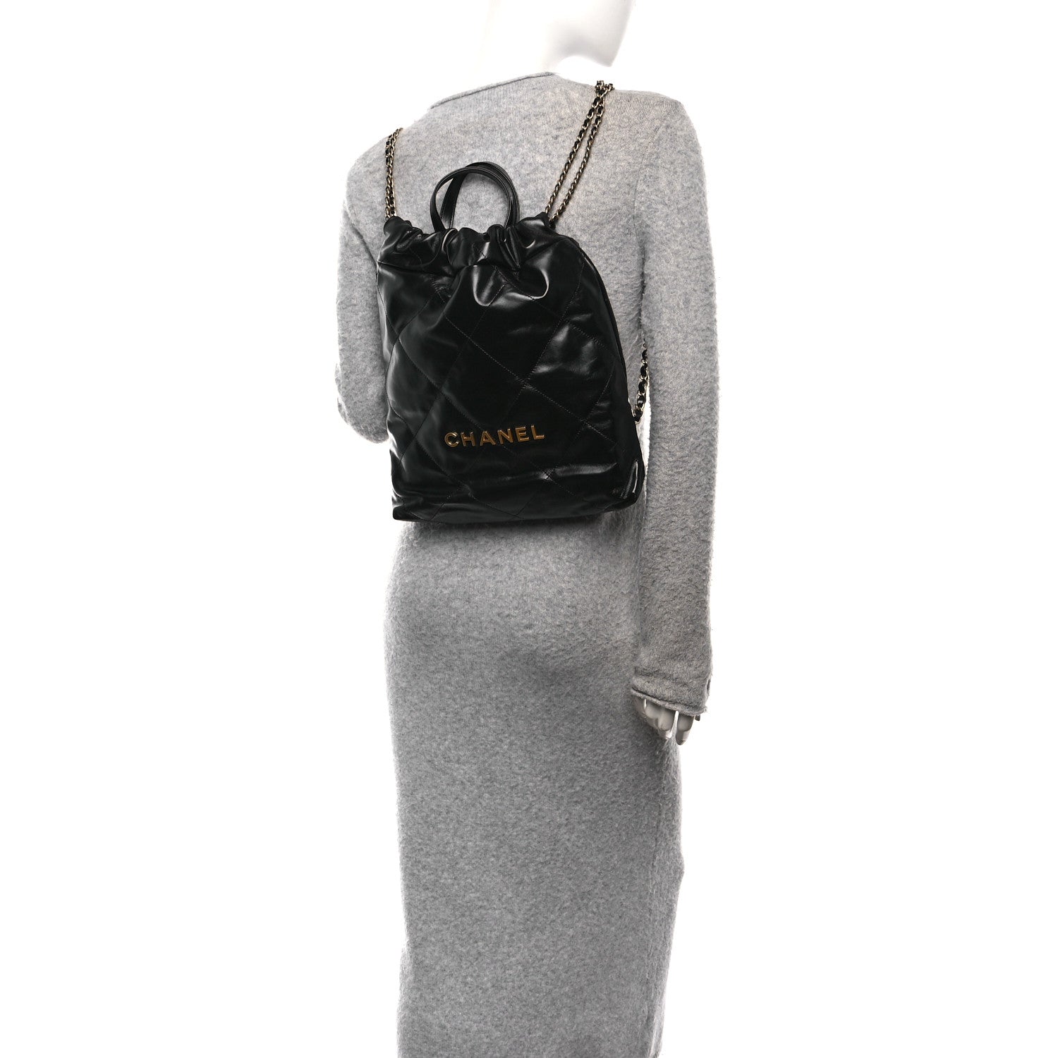 Chanel Shiny Calfskin Quilted Chanel 22 Backpack Black 2 of 10