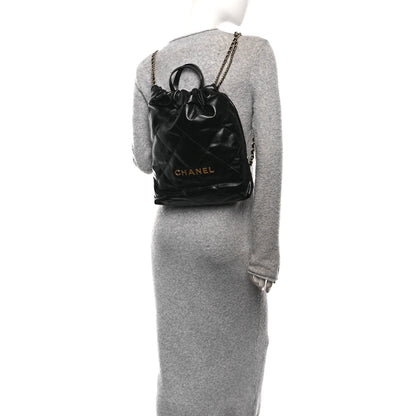 Chanel Shiny Calfskin Quilted Chanel 22 Backpack Black 2 of 10