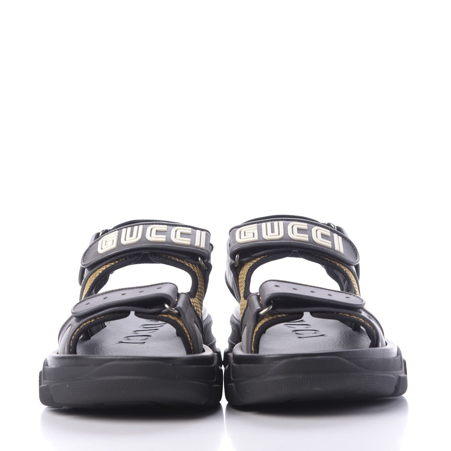 Gucci X SEGA Nappa Mesh Mens Aguru Sandals 9 Loess Black 2 of 10