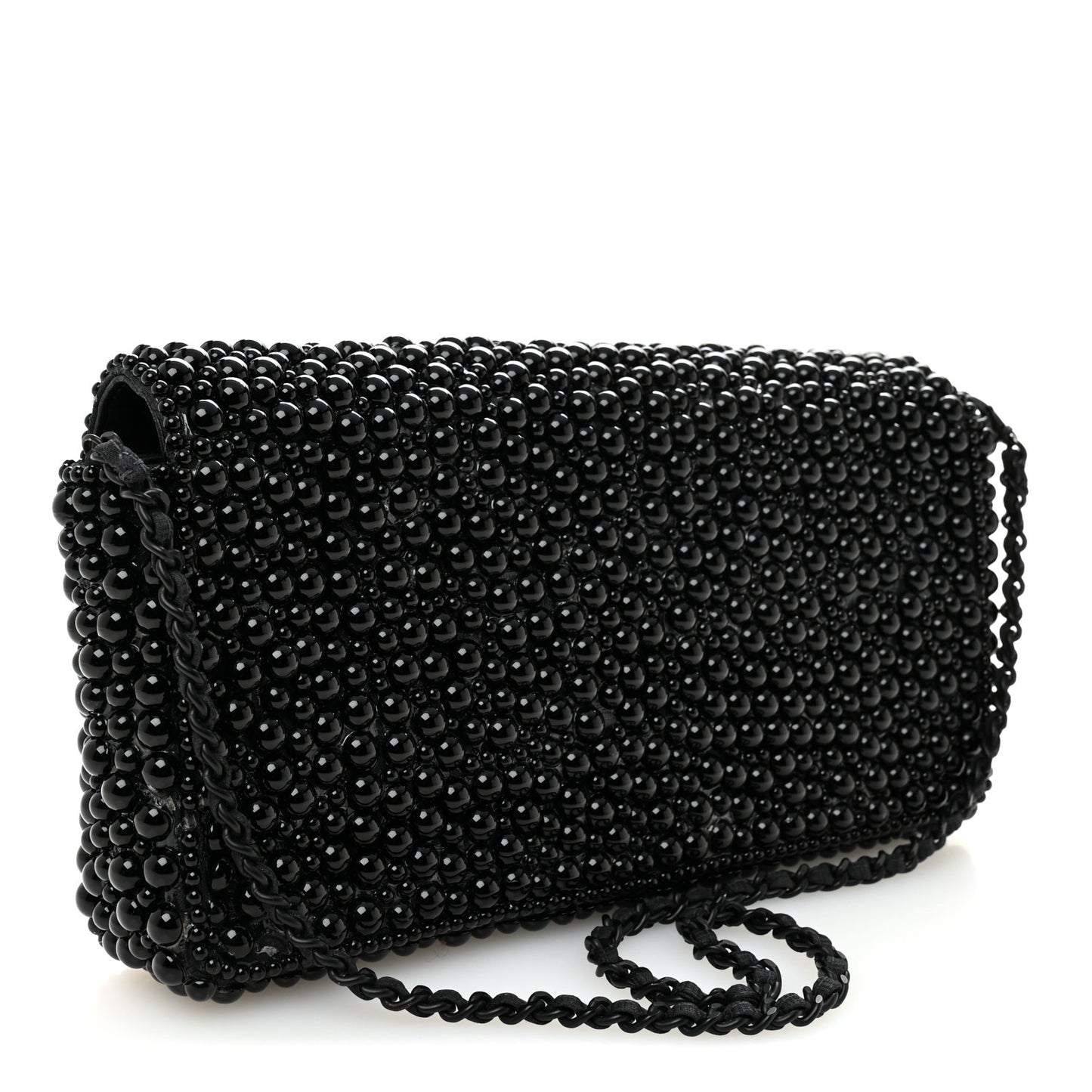 Pearl Beaded East West Flap Black So Black