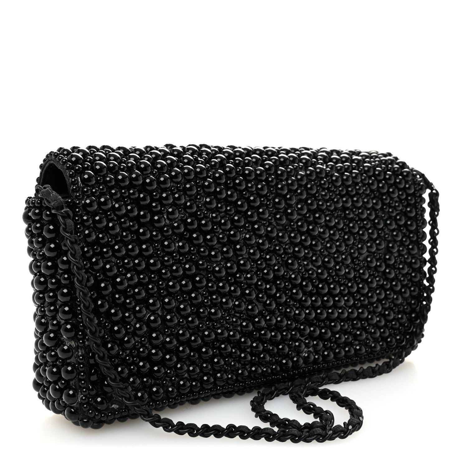 Chanel Pearl Beaded East West Flap Black So Black 3 of 14