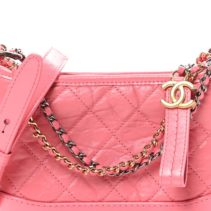 Chanel Aged Calfskin Quilted Small Gabrielle Hobo Rose 8 of 11