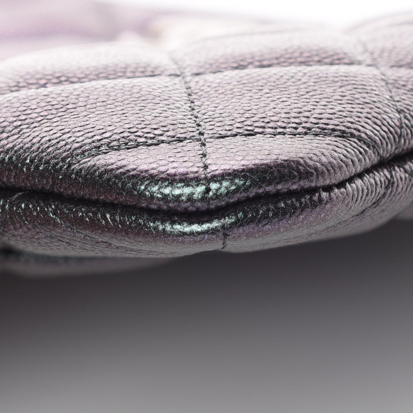 Iridescent Caviar Quilted Medium Cosmetic Case Black