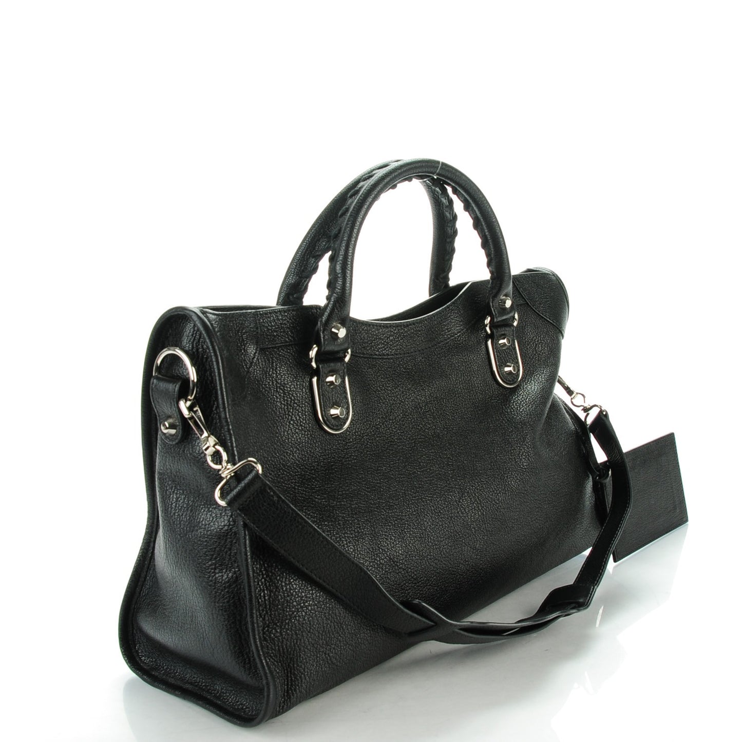 Chevre Silver Metallic Edge Hardware City Black