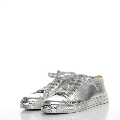 Chanel Laminated Lambskin Sneakers 40 Silver 3 of 12