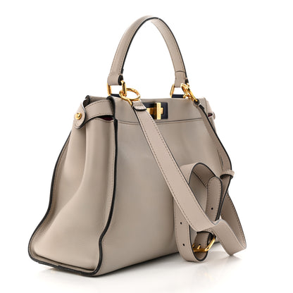 Fendi Vitello Seta Shiny Nappa Medium Peekaboo Iconic Satchel Grigio Polvere Magenta 3 of 12