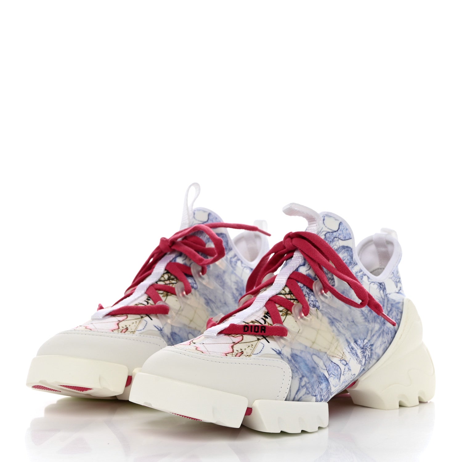 Christian Dior Technical Fabric Dior Around the World Print Womens D-Connect Sneakers 39 Blue Multicolor 3 of 8