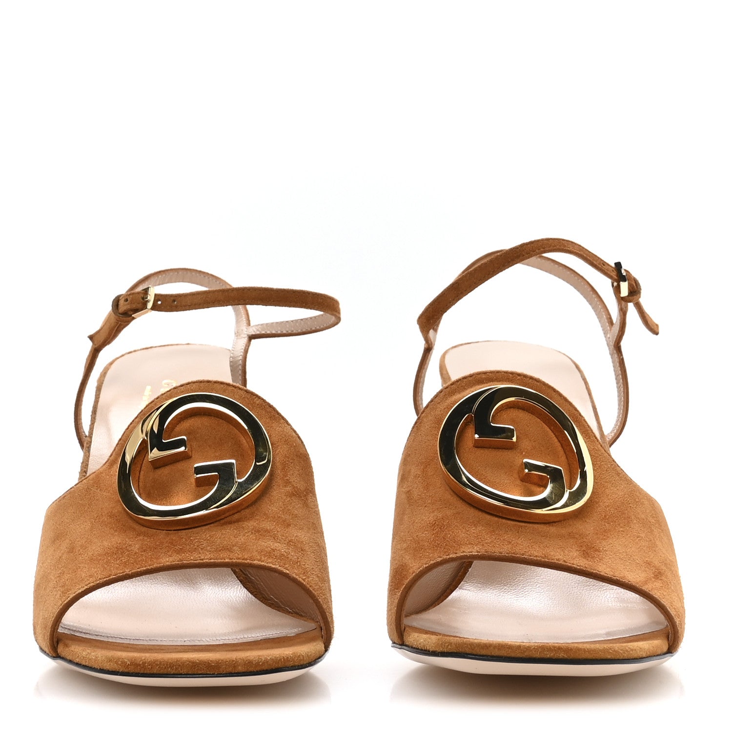 Gucci Suede Blondie 85mm Slingback Sandals 39.5 Cognac 3 of 9