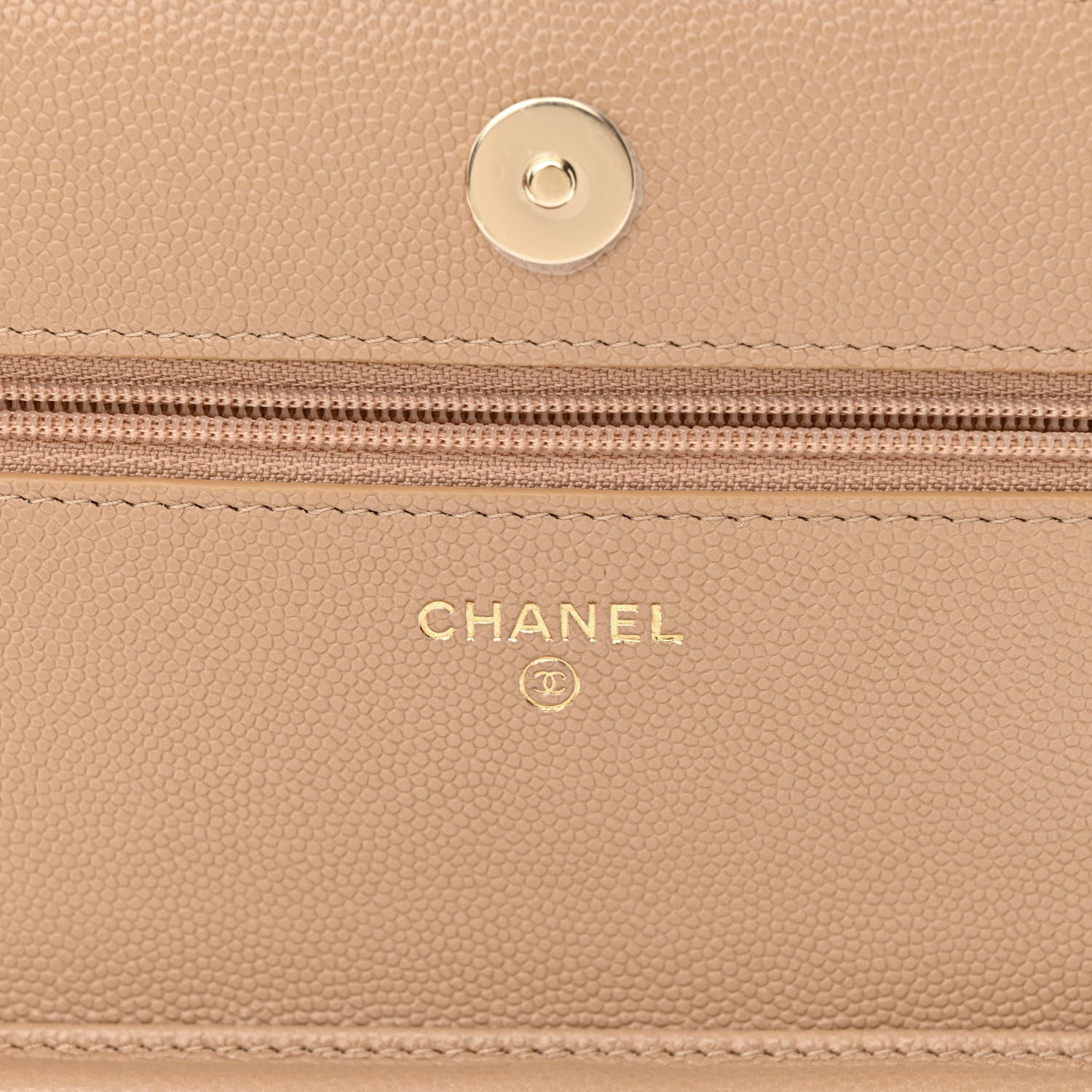 Chanel Caviar Quilted Crystal CC Wallet On Chain WOC Beige 6 of 13