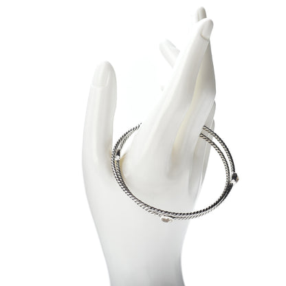 David Yurman Sterling Silver Crystal Color Classics Cable Bangle Bracelet Set of 2 2 of 4