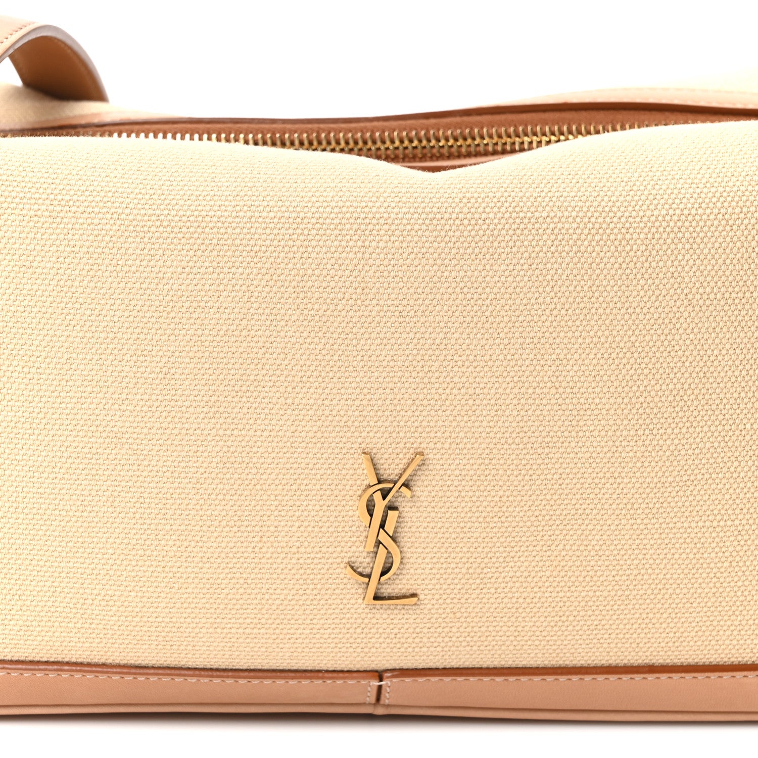 Saint Laurent Canvas Calfskin Camera Supple Bag Avorio Vintage Brown 7 of 9