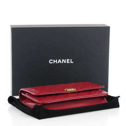 Chanel Lambskin Quilted Boy Wallet On Chain WOC Dark Red 4 of 8