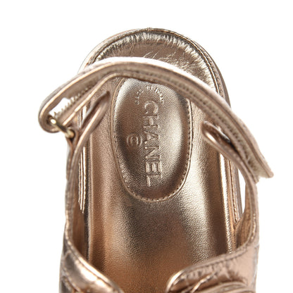Chanel Iridescent Lambskin Quilted Velcro Dad Sandals 39 Light Bronze 6 of 8
