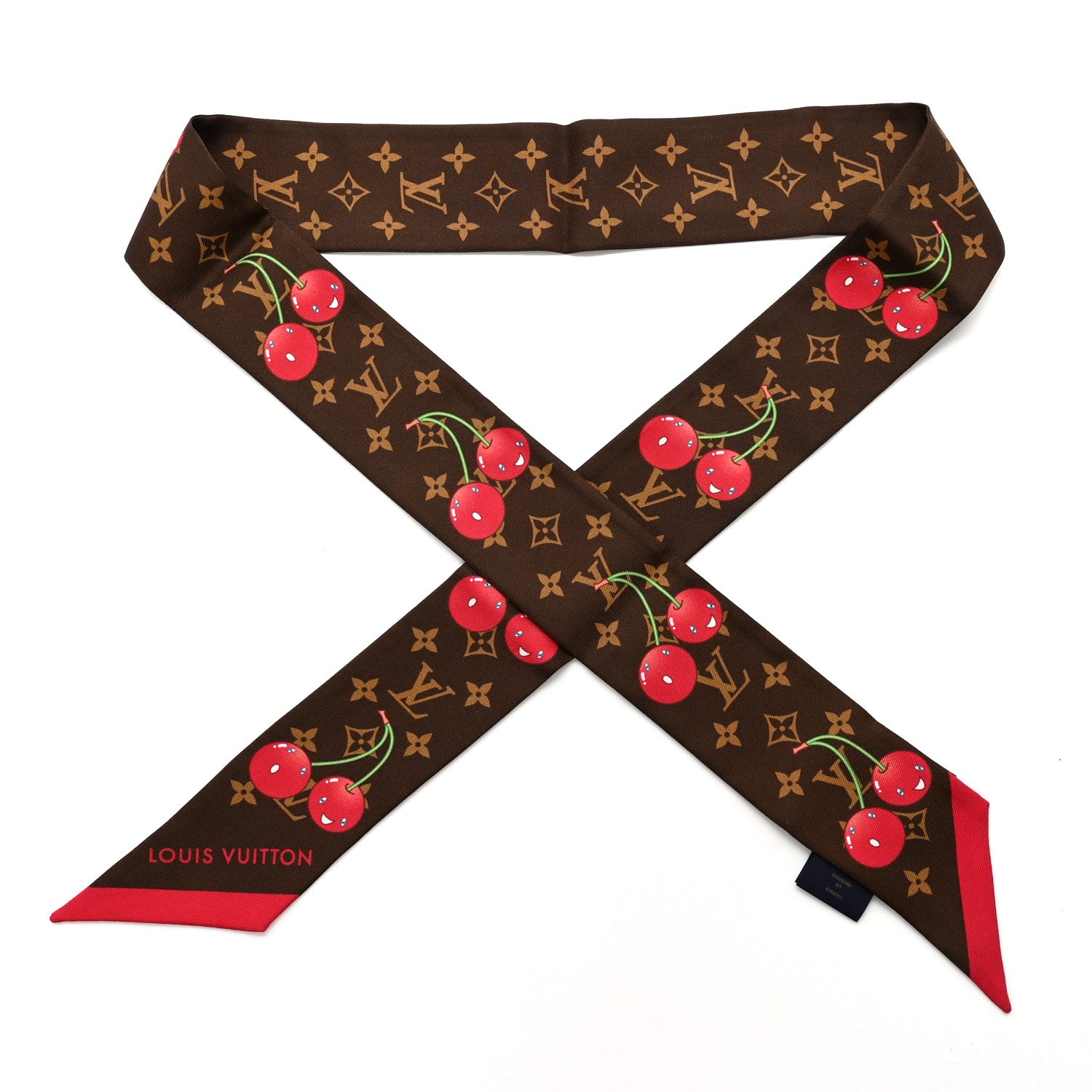 Louis Vuitton LV X TM Silk Monogram Cerises Bandeau Brown 1 of 3
