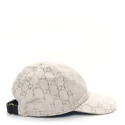 Gucci Canvas Lame GG Monogram Rush Baseball Hat M Gardenia Silver 6 of 8