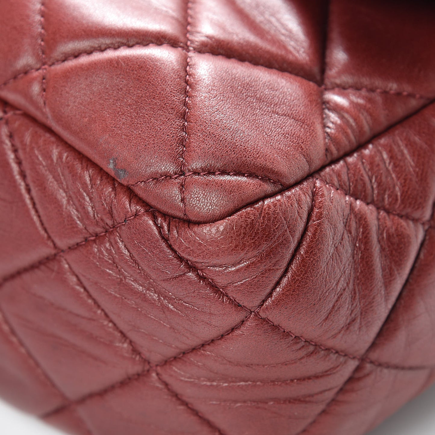 Lambskin Quilted Jumbo Single Flap Dark Red