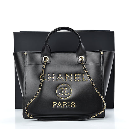 Chanel Caviar Small Studded Deauville Tote Black 10 of 10