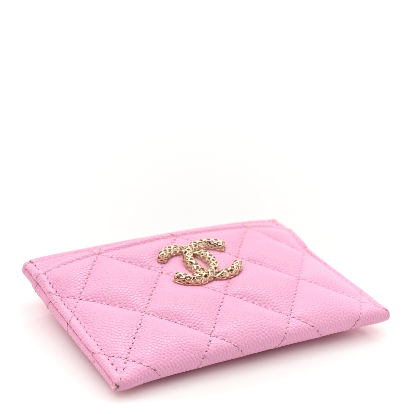 Caviar Metal Perforated Quilted Card Holder Lilas
