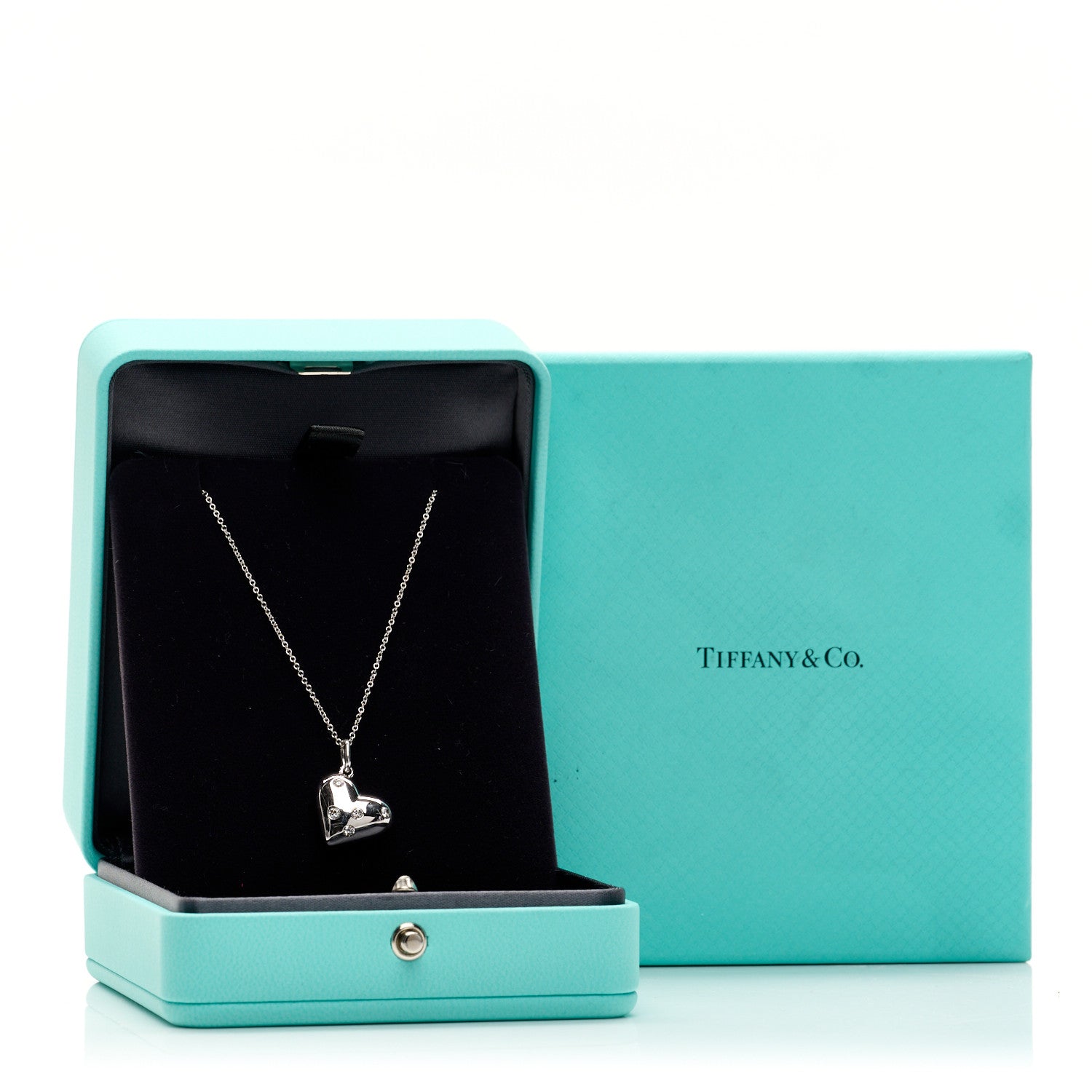 Tiffany 18K White Gold Diamond Etoile Heart Drop Pendant Necklace 5 of 5