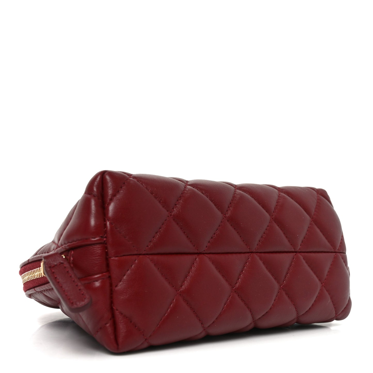 Lambskin Quilted Cosmetic Case Red