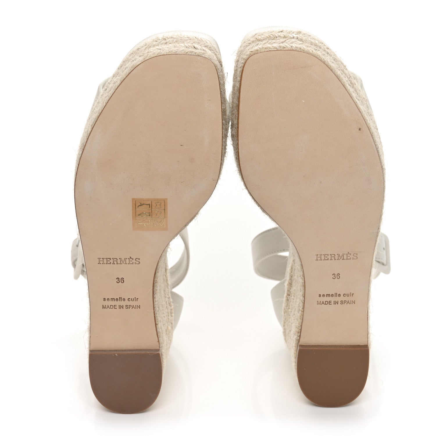 Hermes Goatskin Elda Espadrille Wedge Sandals 36 White 5 of 9