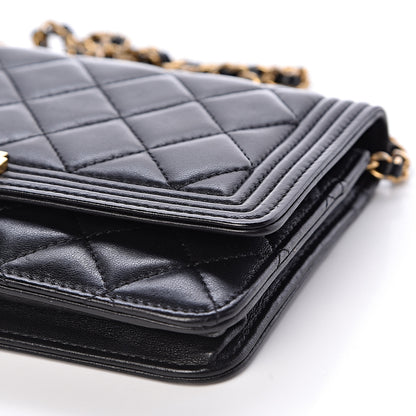 Chanel Lambskin Quilted Boy Wallet On Chain WOC Black 10 of 14