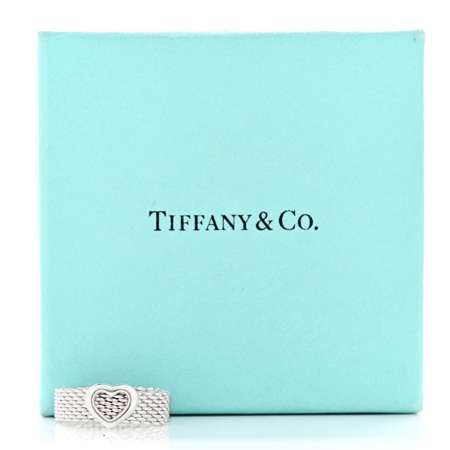 Tiffany Sterling Silver Somerset Mesh Heart Ring 56 7.5 5 of 5