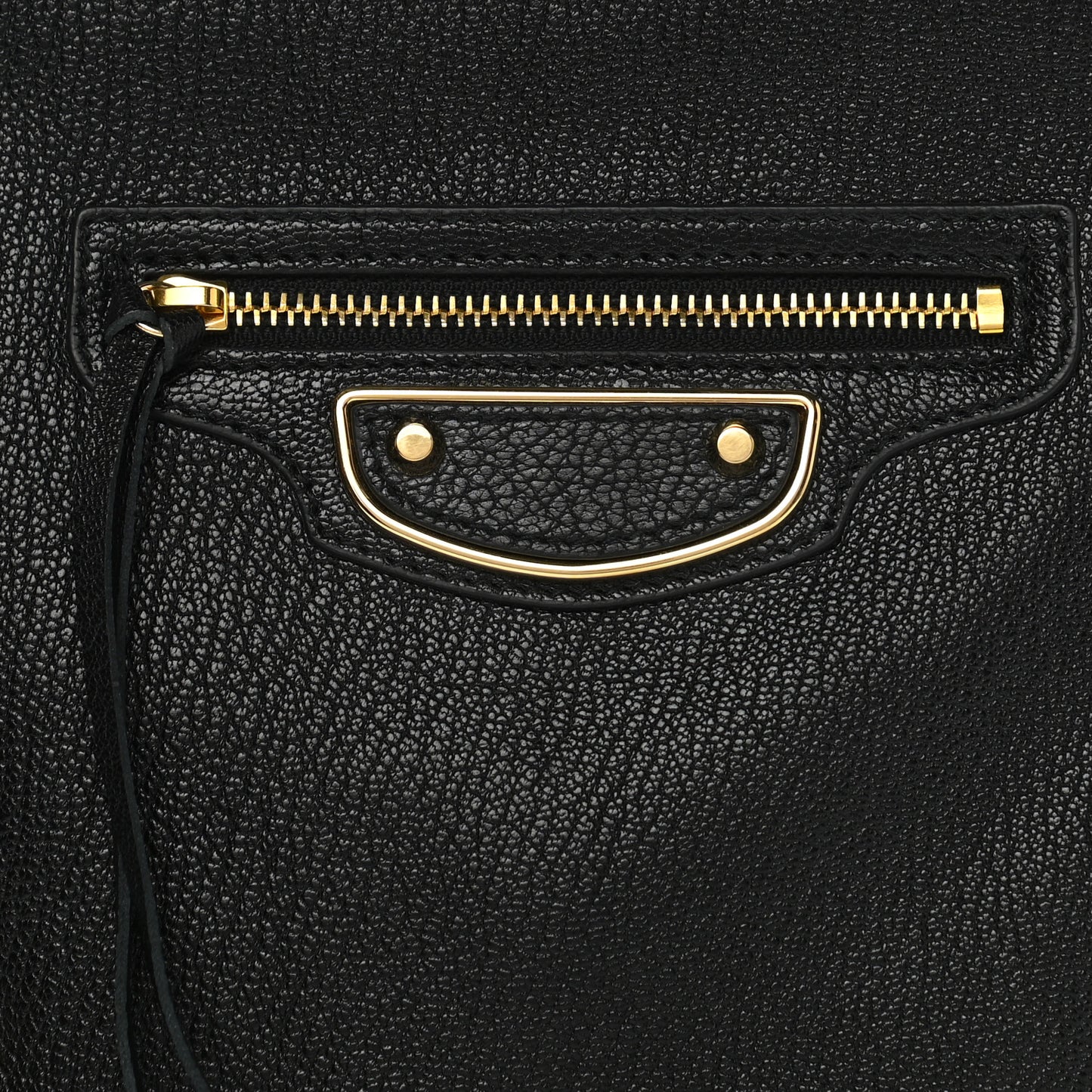 Chevre Gold Metallic Edge Hardware Pouch Black