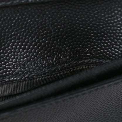Saint Laurent Grain De Poudre Matelasse Chevron Monogram Compact Zip Around Wallet Black 7 of 9