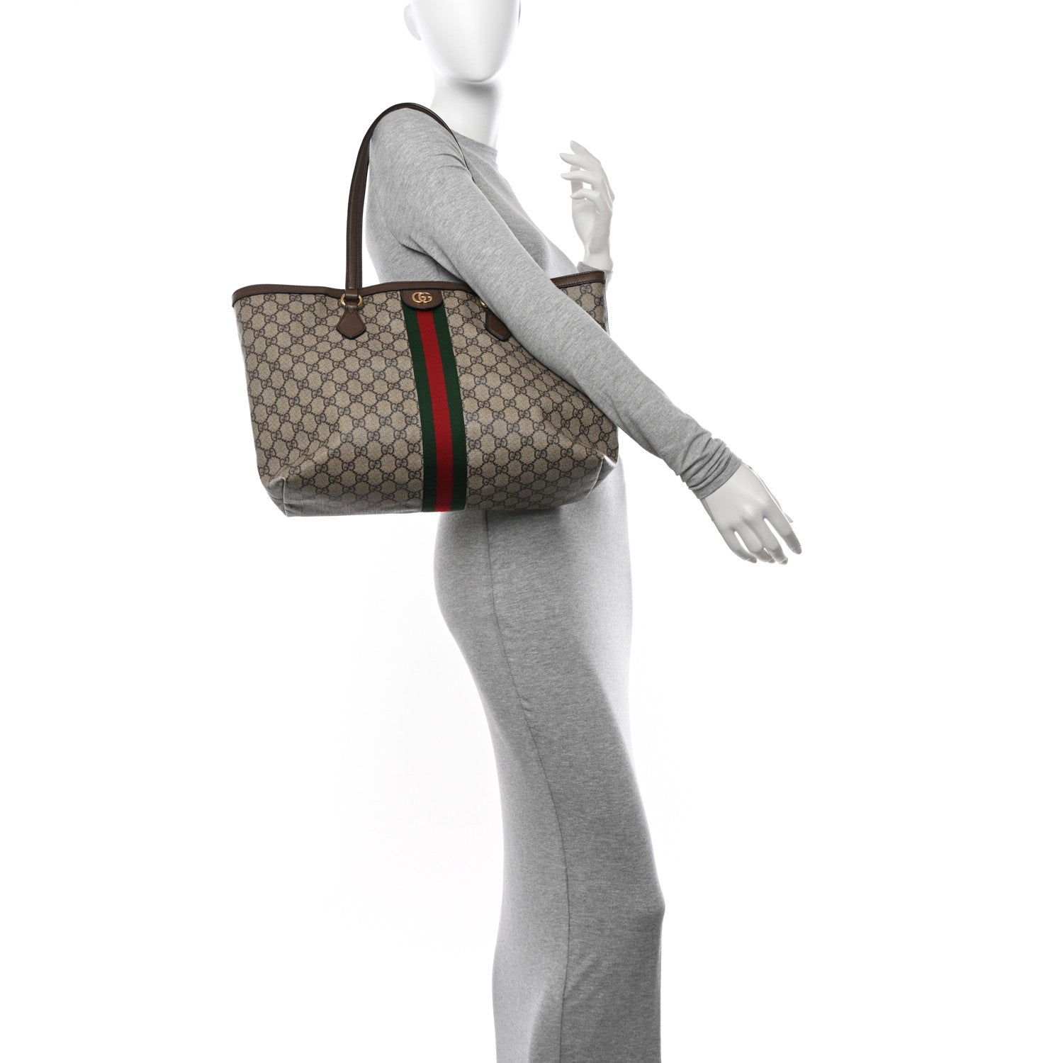 Gucci GG Supreme Monogram Medium Ophidia Shopping Tote Brown 2 of 13