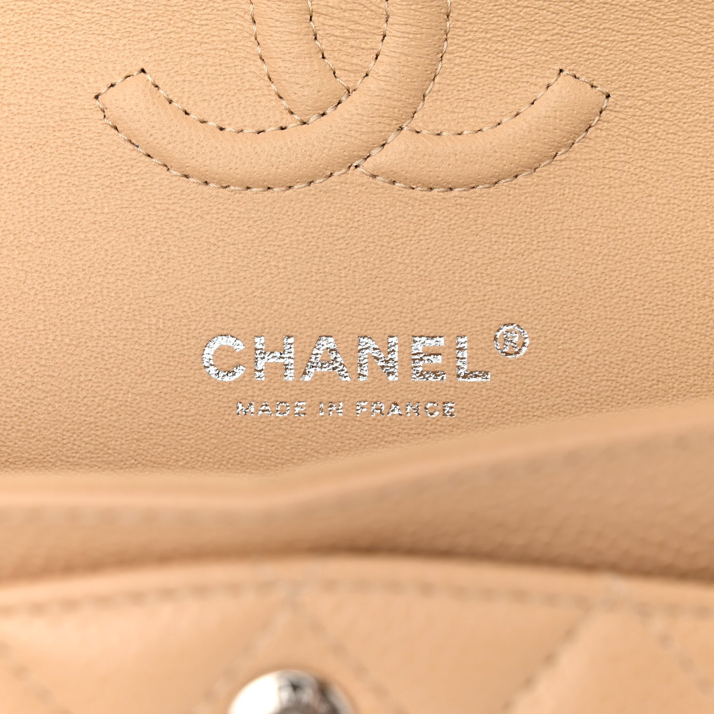 Caviar Quilted Small Double Flap Beige