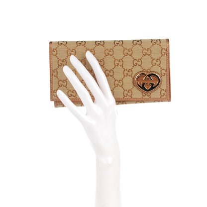 Gucci Monogram Lovely Heart Continental Wallet Metallic Bronze 2 of 8