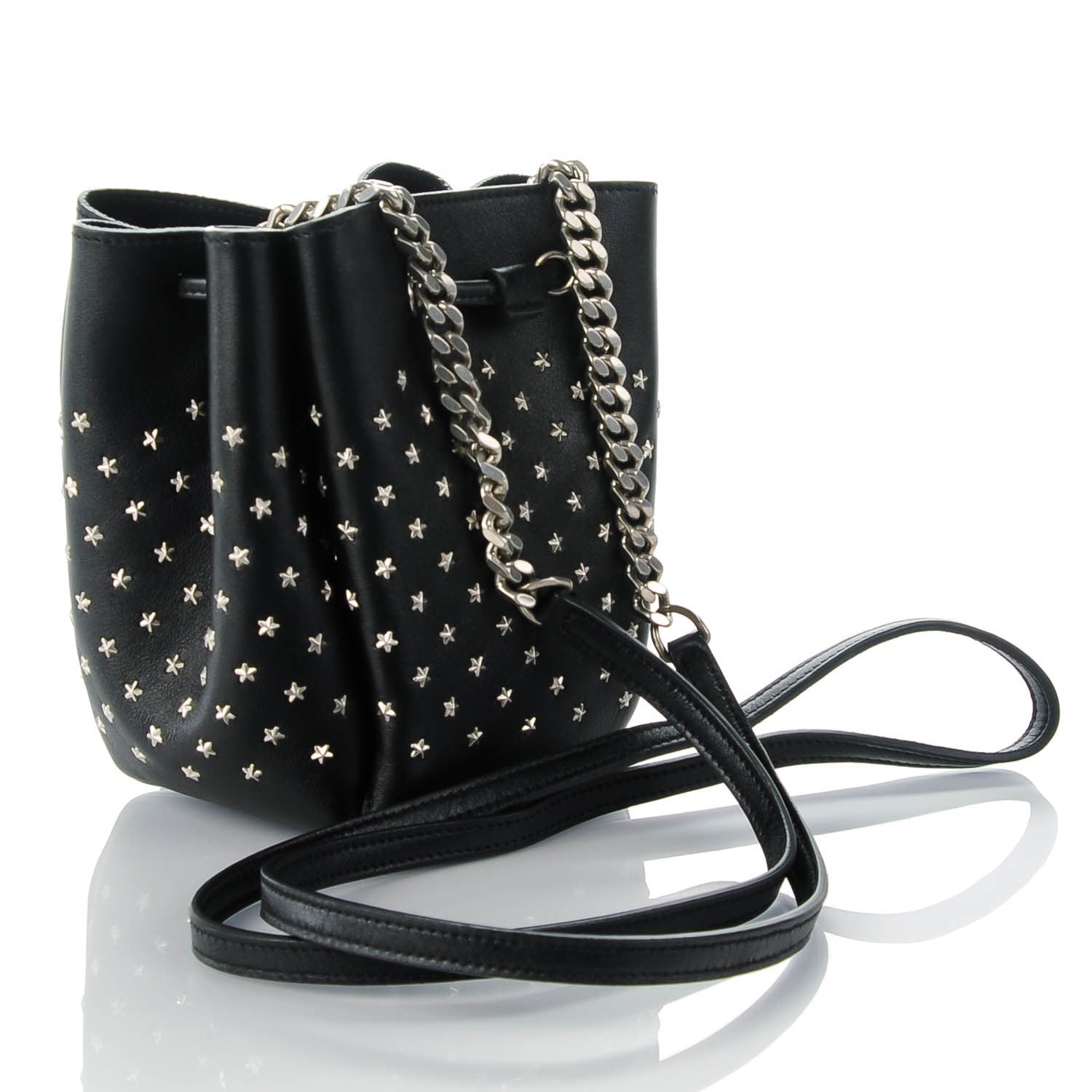 Saint Laurent Calfskin Small Star Studded Emmanuelle Bucket Bag Black 3 of 7